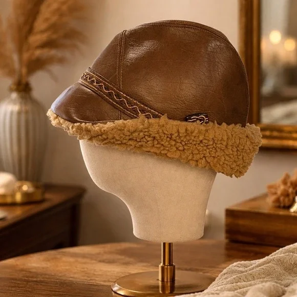 Vintage Fedora Dorfman Pacifica Co Leather Fur Made in USA Sz XL Hat - Picture 2 of 14